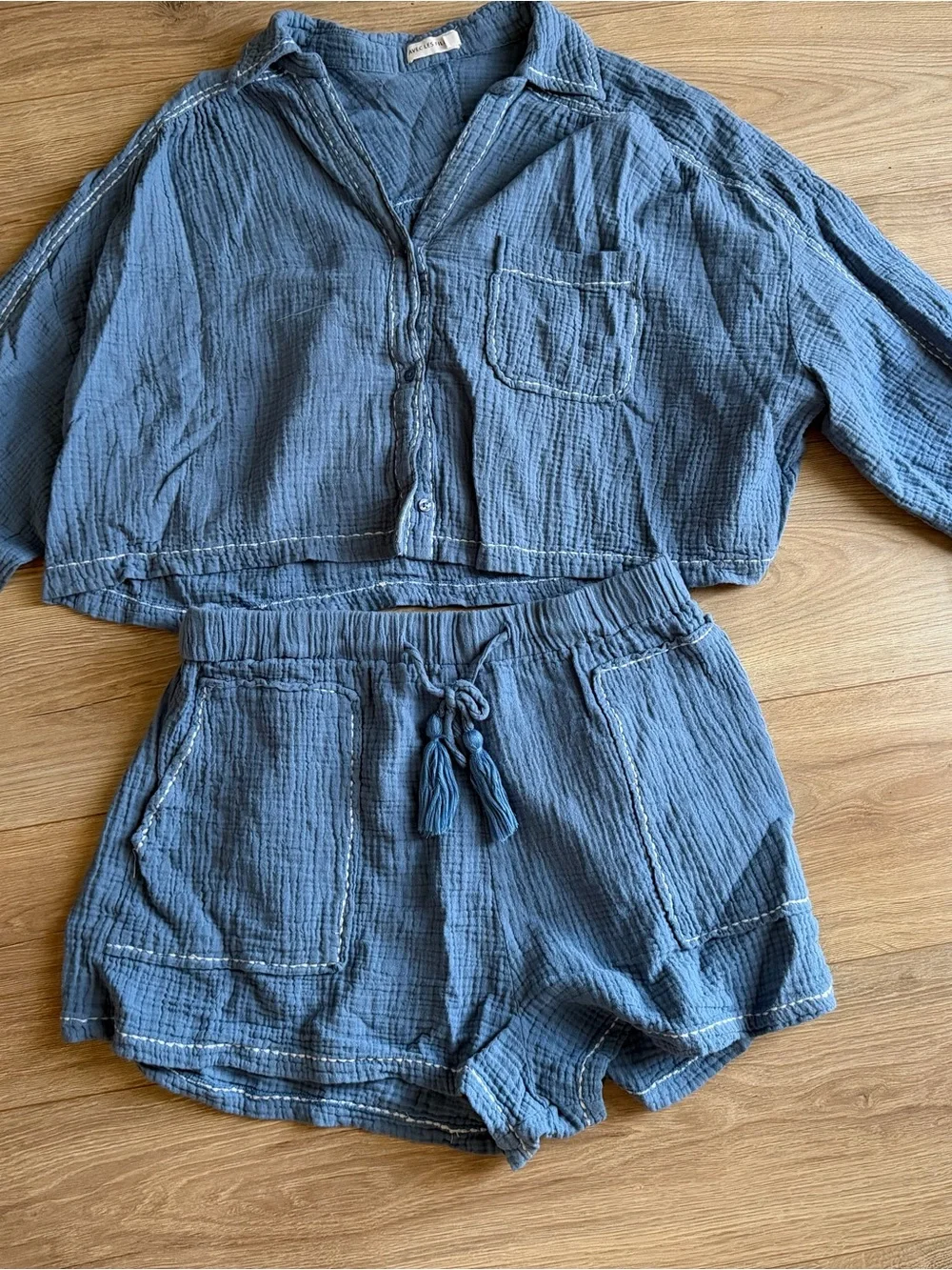 Avec Les Filles Blue Gauze Matching Set - Top and Bottom included